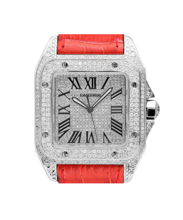 Cartier Santos 100 L Diamond Set Custom Watch