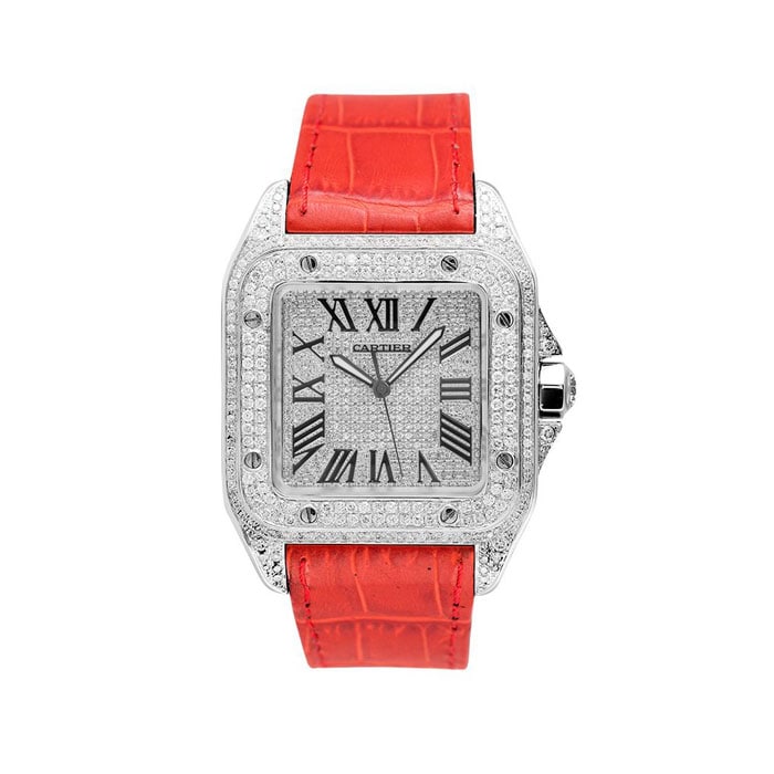 Cartier Santos 100 L Diamond Set Custom Watch