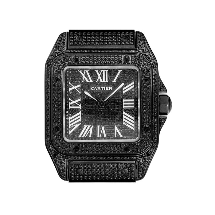 Cartier Santos 100 Large Black/White Roman Numerals Dial Steel