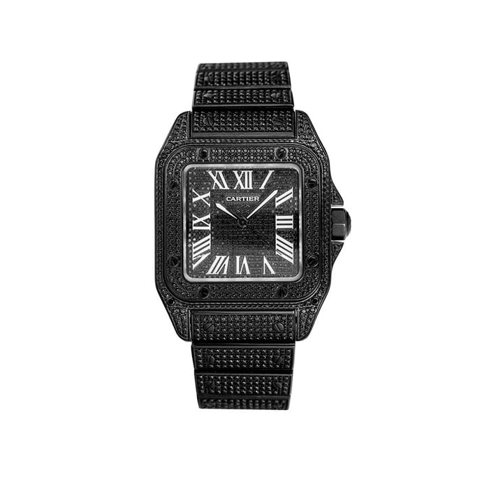 Cartier Santos 100 Large Black/White Roman Numerals Dial Steel