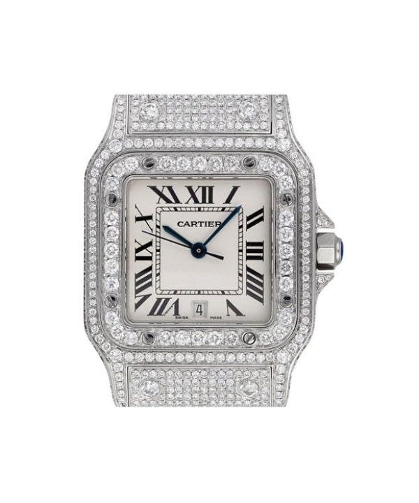 Cartier Santos Galbee Medium Custom Diamond Set