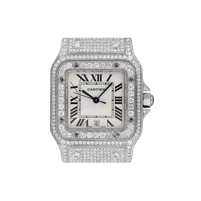 Cartier Santos Galbee Medium Custom Diamond Set