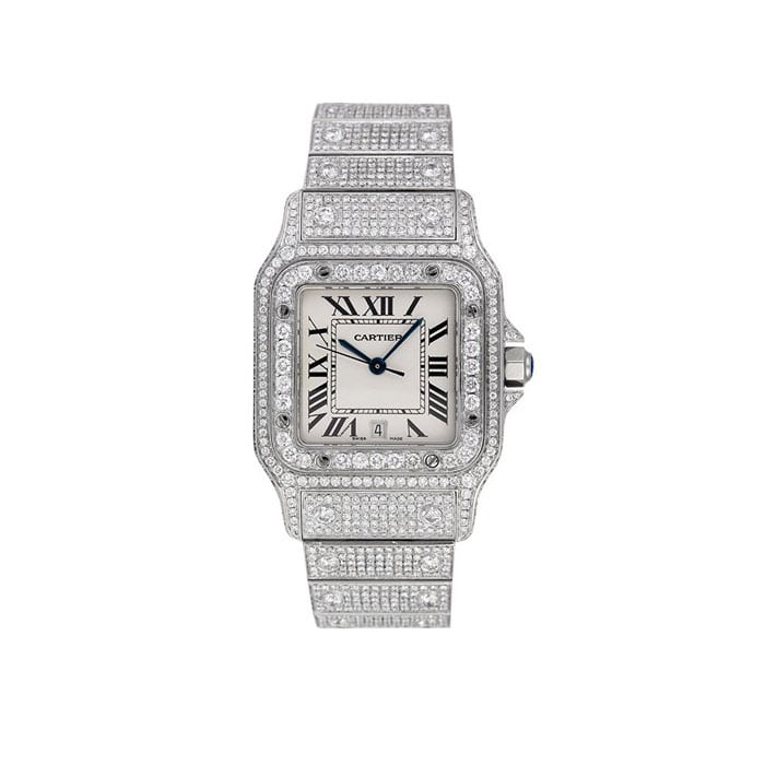 Cartier Santos Galbee Medium Custom Diamond Set
