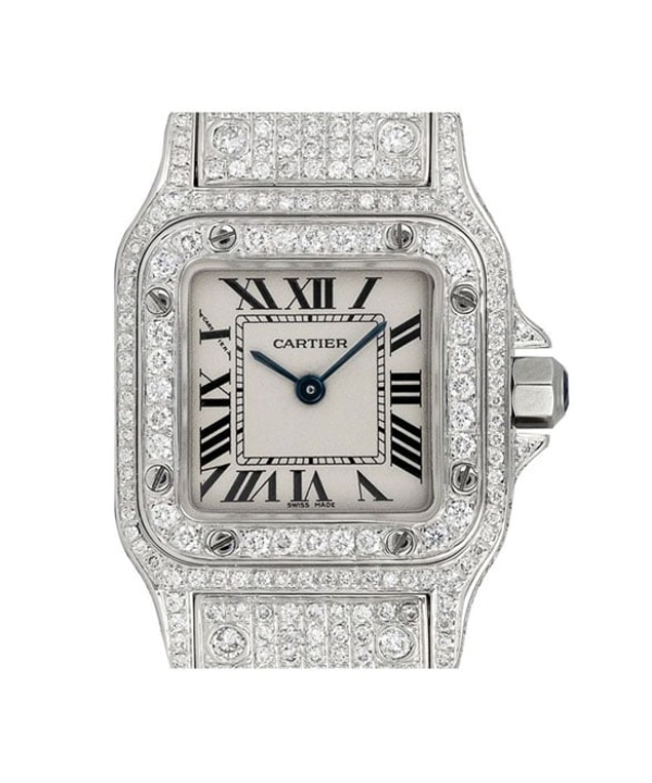 Cartier Santos Galbee Small With Custom Diamond Set