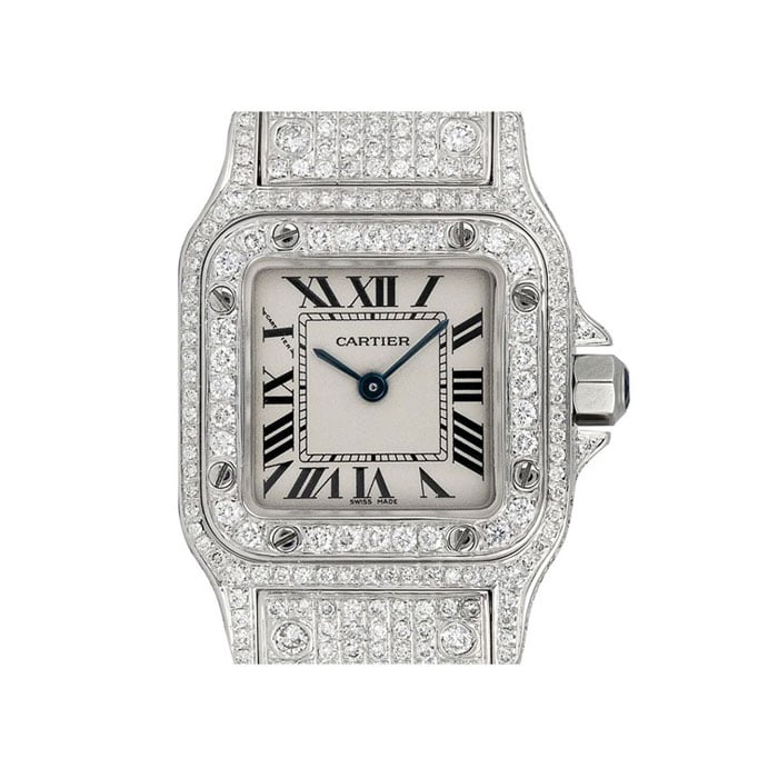 Cartier Santos Galbee Small With Custom Diamond Set