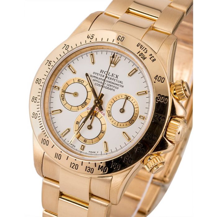 Rolex Cosmograph Daytona Yellow Gold Zenith White Index Dial 40MM Watch