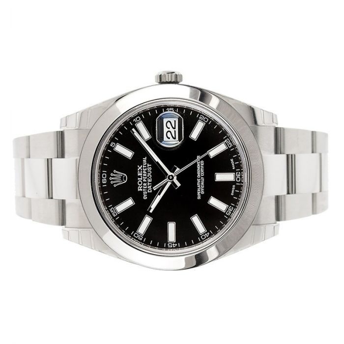 Rolex Datejust II Stainless Steel Smooth Bezel Black Index Dial 41MM Watch